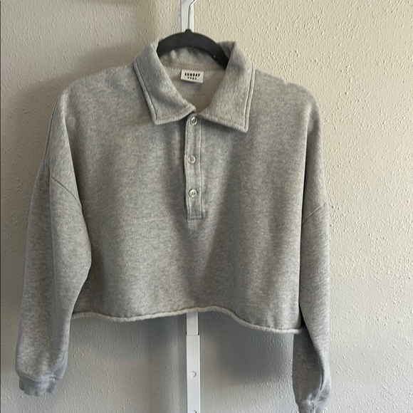 Aritzia Sunday Best Cozy Gray Cropped Sweatshirt XS - Picture 1 of 5